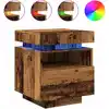Image de Armoires De Chevet Et Lumières Led 2pcs Vieux Bois 40x39x48,5cm Vidaxl