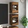 Image de Meubles Muraux Avec Lumières Led Pour Tv 2 Pcs Vieux Bois 40x30x60,5cm Vidaxl