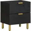 Image de Table De Chevet Noir 40x33x46 Cm Bois De Manguier Solide Vidaxl