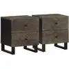 Image de Tables De Chevet 2 Pcs Noir 40x33x46 Cm Bois De Manguier Solide Vidaxl