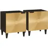 Image de Table De Chevet 2 Pcs Noir Et Or 40 X 33 X 46 Cm Vidaxl