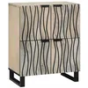 Image de Buffet en bois de mangue - vidaXL - Blanc et Noir - 60x33x75 cm - Bois de mangue massif - Pieds en fer - 4 portes