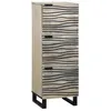 Image de Buffet haut rustique - vidaXL - Blanc et Noir - Bois de mangue massif - 40x33x110 cm - 3 portes - Assemblage requis