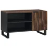 Image de Meuble TV en bois dingénierie - vidaXL - Noyer - 80x33x46 cm - Design moderne - Pieds en fer - 2 étagères - 1 porte