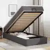 Image de Cadre De Lit Ottoman Avec Matelas Gris 90x200 Cm Similicuir Vidaxl