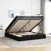 Image de Cadre De Lit Ottoman Avec Matelas Noir 160x200 Cm Tissu Vidaxl