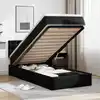 Image de Lit Ottoman Avec Matelas Noir 90x200 Cm Similicuir Vidaxl