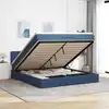Image de Cadre De Lit Ottoman Avec Matelas Bleu 160x200 Cm Tissu Vidaxl