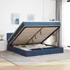 Image de Cadre De Lit Ottoman Avec Matelas Bleu 180x200 Cm Tissu Vidaxl