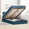 Image de Lit Ottoman Avec Matelas Bleu Foncé 120x190 Cm Velours Vidaxl