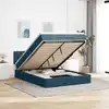 Image de Cadre De Lit Ottoman Avec Matelas Bleu Foncé 140x200 Cm Velours Vidaxl