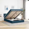 Image de vidaXL Cadre de lit ottoman avec matelas bleu foncé 140x200 cm velours 3311853