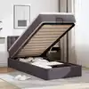 Image de Cadre De Lit Ottoman Avec Matelas Gris 90x190 Cm Similicuir Vidaxl