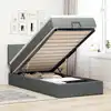 Image de Lit Ottoman Avec Matelas Et Led Gris Foncé 90x200 Cm Tissu Vidaxl