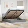 Image de Lit Ottoman Avec Matelas Et Led Gris Clair 180x200 Cm Tissu Vidaxl