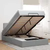 Image de vidaXL Lit ottoman avec matelas gris clair 120x190 cm tissu lit lit capitonné lit ottoman double lit avec rangement lit 3312291