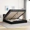 Image de Cadre De Lit Ottoman Avec Matelas Noir 200x200cm Tissu Vidaxl