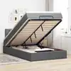 Image de Lit Ottoman Avec Matelas Et Led Gris Foncé 120x190 Cm Tissu Vidaxl