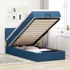 Image de Lit Ottoman Avec Matelas Et Led Bleu 90x200 Cm Tissu Vidaxl