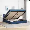 Image de Cadre De Lit Ottoman Avec Matelas Bleu 160x200 Cm Tissu Vidaxl