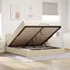Image de Lit Ottoman Avec Matelas Et Led Crème 180x200cm Tissu Vidaxl