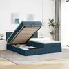 Image de Cadre De Lit Ottoman Avec Matelas Bleu Foncé 160x200 Cm Velours Vidaxl
