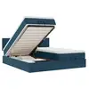 Image de Vidaxl cadre de lit ottoman avec matelas bleu foncé 200x200 cm velours