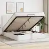 Image de Cadre De Lit Ottoman Avec Matelas Blanc 200x200 Cm Similicuir Vidaxl