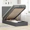 Image de Cadre De Lit Ottoman Avec Matelas Gris Foncé 80x200 Cm Tissu Vidaxl
