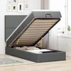 Image de vidaXL Cadre de lit ottoman avec matelas gris foncé 80x200 cm tissu 3313030