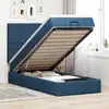 Image de Lit Ottoman Avec Matelas Bleu 90x200 Cm Tissu Vidaxl