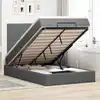 Image de Cadre De Lit Ottoman Avec Matelas Gris Foncé 120x190 Cm Tissu Vidaxl