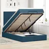 Image de Cadre De Lit Ottoman Avec Matelas Bleu Foncé 120x190 Cm Velours Vidaxl