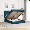 Image de Cadre De Lit Ottoman Avec Matelas Bleu Foncé 140x200 Cm Velours Vidaxl