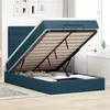 Image de Cadre De Lit Ottoman Avec Matelas Bleu Foncé 120x190 Cm Velours Vidaxl