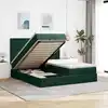 Image de Cadre De Lit Ottoman Avec Matelas Vert Foncé 200x200 Cm Velours Vidaxl