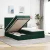 Image de Cadre De Lit Ottoman Avec Matelas Vert Foncé 200x200 Cm Velours Vidaxl