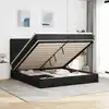 Image de Cadre De Lit Ottoman Avec Matelas Noir 200x200cm Tissu Vidaxl