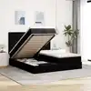Image de Cadre De Lit Ottoman Avec Matelas Noir 200x200cm Tissu Vidaxl