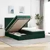 Image de Cadre De Lit Ottoman Avec Matelas Vert Foncé 200x200 Cm Velours Vidaxl