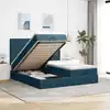 Image de Cadre De Lit Ottoman Avec Matelas Bleu Foncé 160x200 Cm Velours Vidaxl