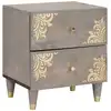 Image de Cabinet De Chevet Gris 40 X 33 X 46 Cm Bois De Mangue Massif Vidaxl