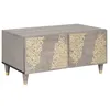 Image de Table basse en bois de manguier - vidaXL - 80x50x40 cm - Gris - Bois de manguier massif - Poignées en laiton