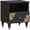 Image de Cabinet De Chevet Noir 40 X 33 X 46 Cm Bois De Mangue Massif Vidaxl
