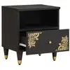 Image de Vidaxl cabinet de chevet noir 40 x 33 x 46 cm bois de mangue massif