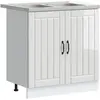 Image de Meuble Sous Évier Lucca 2 Pcs Blanc Brillant Bois D'ingénierie Vidaxl
