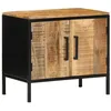 Image de Table de chevet - 50x30x45 cm - Bois de manguier massif - Cadre métal - 2 portes
