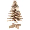 Image de Arbre de Noël en bois massif - vidaXL - 100 cm - Bois de pin - Naturel - Rustique - Branches rotatives - 64x64 cm