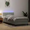 Image de Sommier À Lattes De Lit Et Matelas Et Led Gris Clair 90x220 Cm Velours Vidaxl