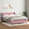 Image de Sommier À Lattes De Lit Avec Matelas Rose 140x210 Cm Velours Vidaxl